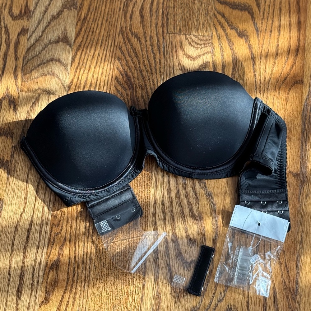 Black push up bra with clear straps